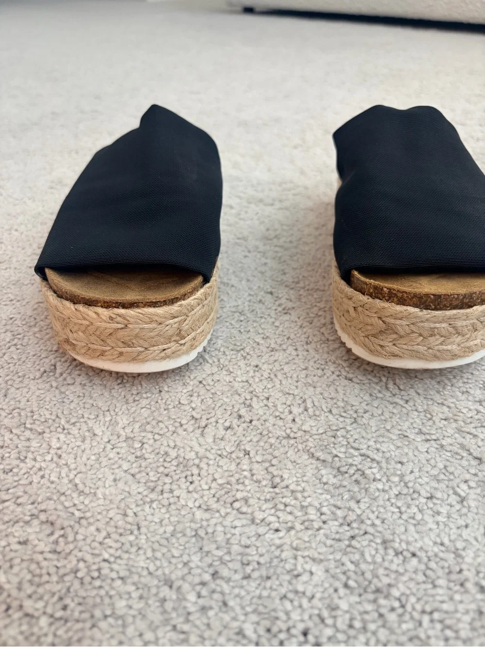 Steve Madden Alison Black Tan Espadrille Platform Sandals Size 7